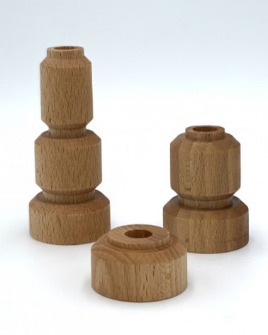 Trio de Bougeoirs Bois - Maison Pechavy