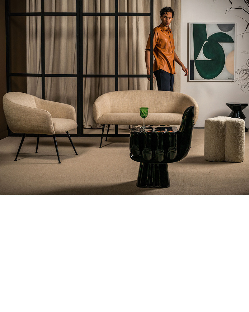 Table basse Pouf Clover en tissu bouclette - Pols Potten