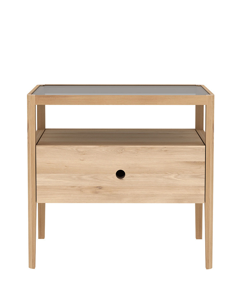Table de chevet en chêne massif et verre Spindle - Ethnicraft