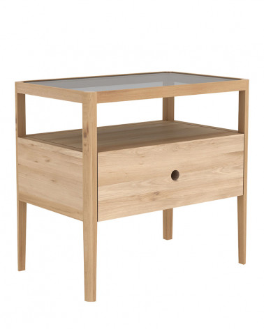 Table de chevet en chêne massif et verre Spindle - Ethnicraft