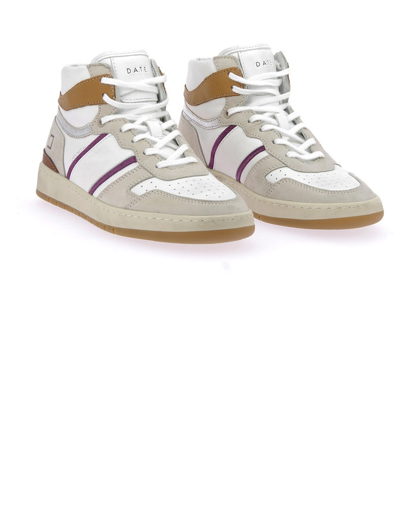 Baskets Femme Sport High Pop White-Beige W8B - D.A.T.E.