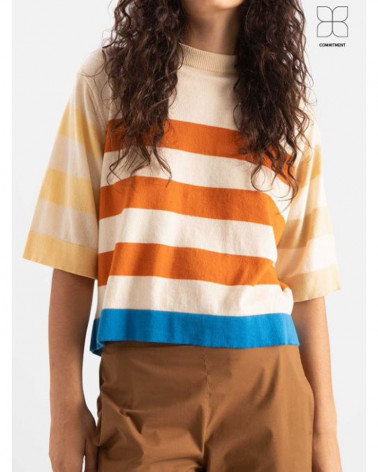 T-shirt à grosses rayures femme Gaine - Loreak Mendian