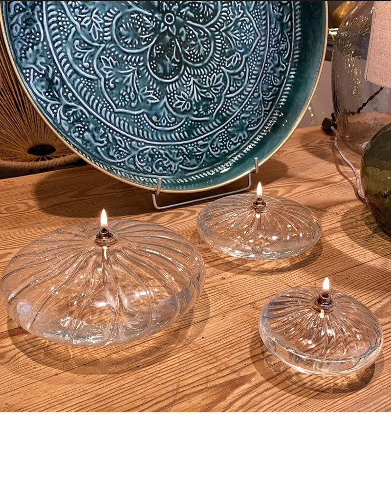 Lampe Ã  huile en verre Ellipse Striée - Bazar de Luxe