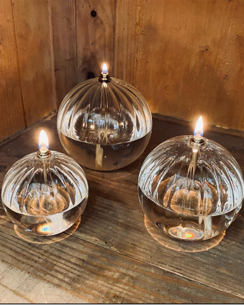 Lampe Ã  huile en verre Ellipse Striée - Bazar de Luxe