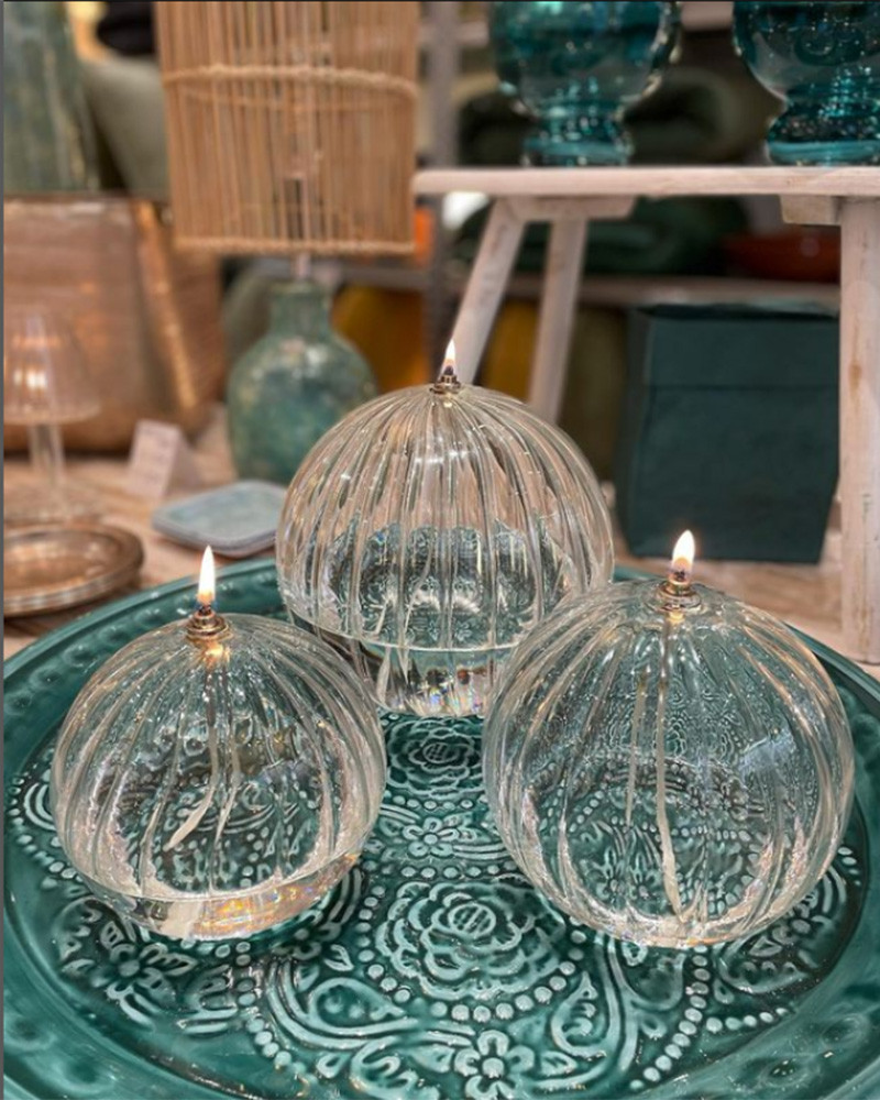 Lampe Ã  huile en verre Ellipse Striée - Bazar de Luxe