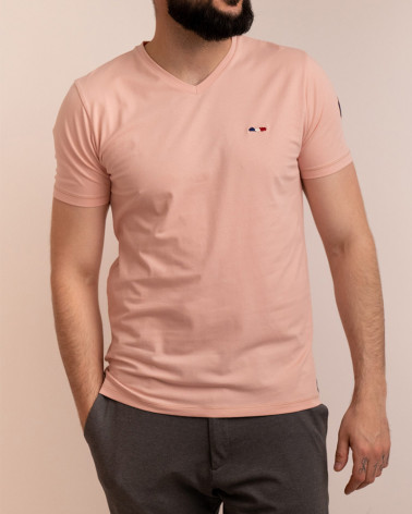 Tee-shirt manches courtes col V Jules - La Marinière Française
