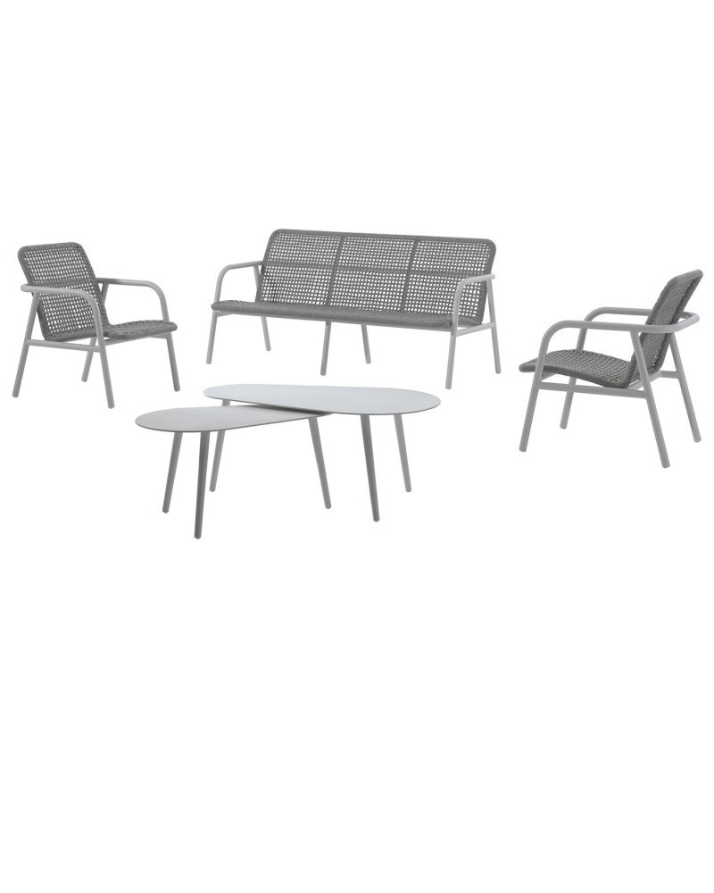Canapé lounge 3 places avec accoudoirs en aluminium et corde Diego - Gescova