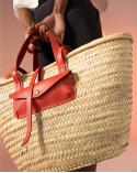 Sac Panier en raphia et cuir - Craie