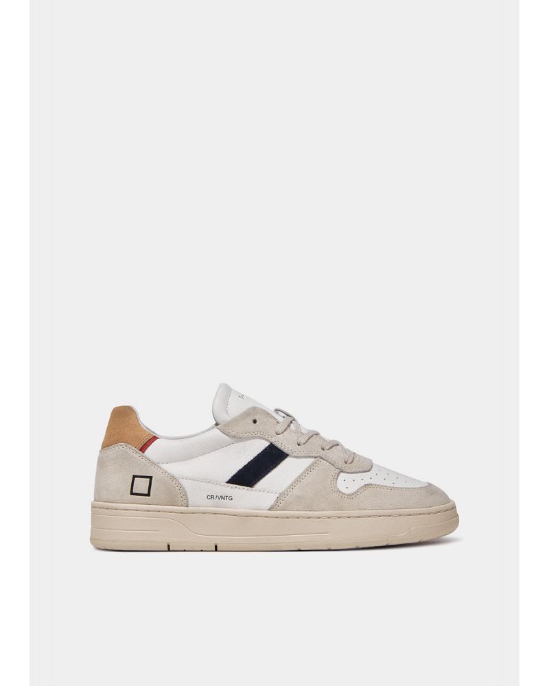 Sneakers homme Court 2.0 Vintage Calf Beige and White M 10D - D.A.T.E.