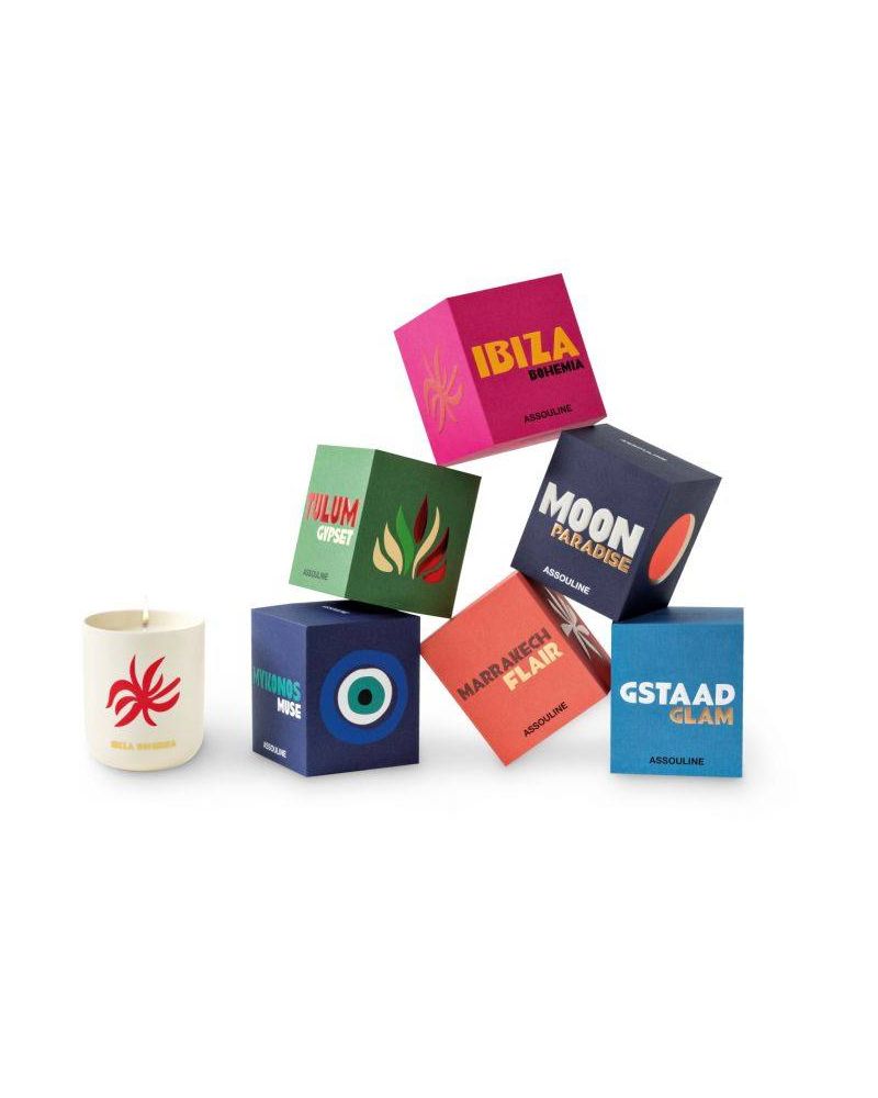Bougies Mykonos, Tulum, Marrakech, Ibiza, Gstaad et Moon - Assouline