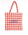 Tote bag à carreaux en coton et lin LOVE - Bitossi Home