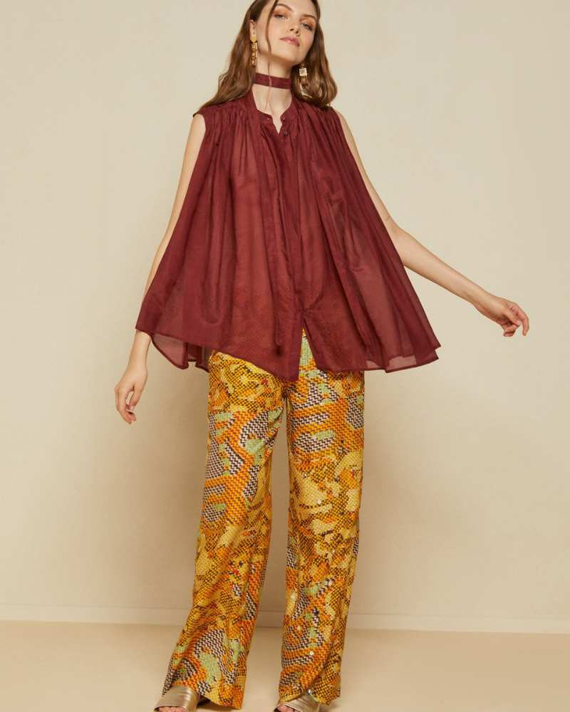 Blouse sans manches en soie mélangée - Ottod'Ame