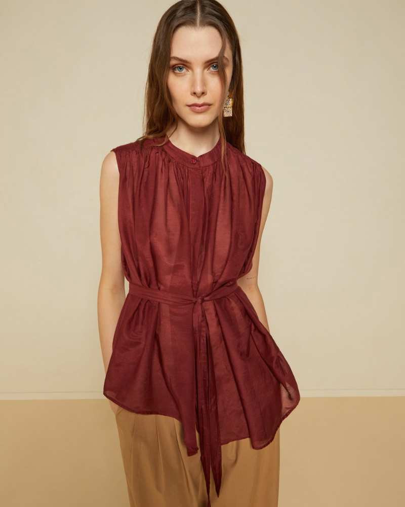 Blouse sans manches en soie mélangée - Ottod'Ame