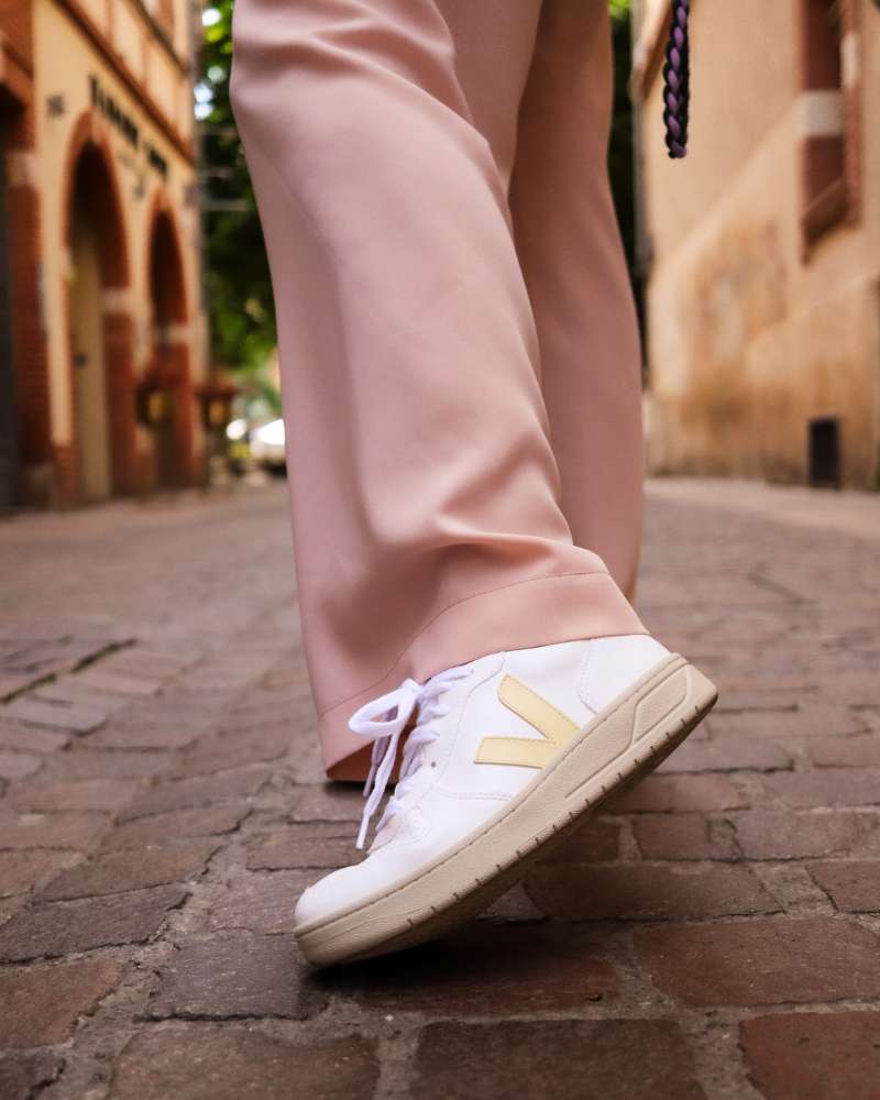 Sneakers V-10 CWL LEATHER WHITE SUN PEACH - Veja