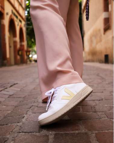 Sneakers V-10 CWL LEATHER WHITE SUN PEACH - Veja
