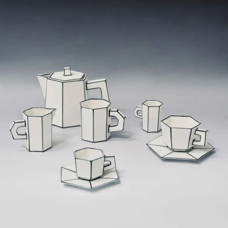 Tea Pot White/black Carte Blan