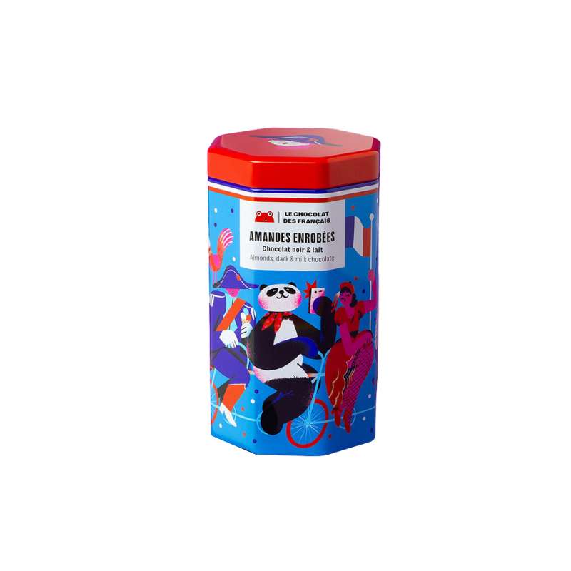 Panda / Boite Metal AmandesEnrobees Choco Noir Et Lait
