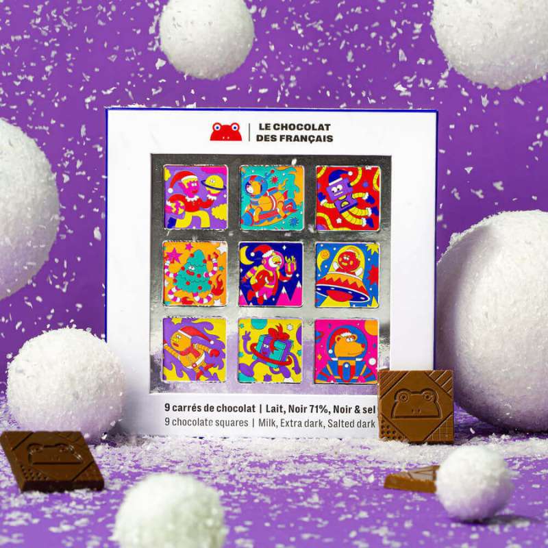 Noel 25 Coffret De 9 Carrés Chocolat Bio