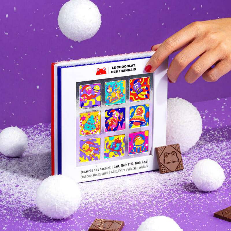 Noel 25 Coffret De 9 Carrés Chocolat Bio