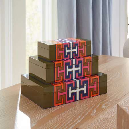 Boîte de rangement décorative en bois laqué - Jonathan Adler