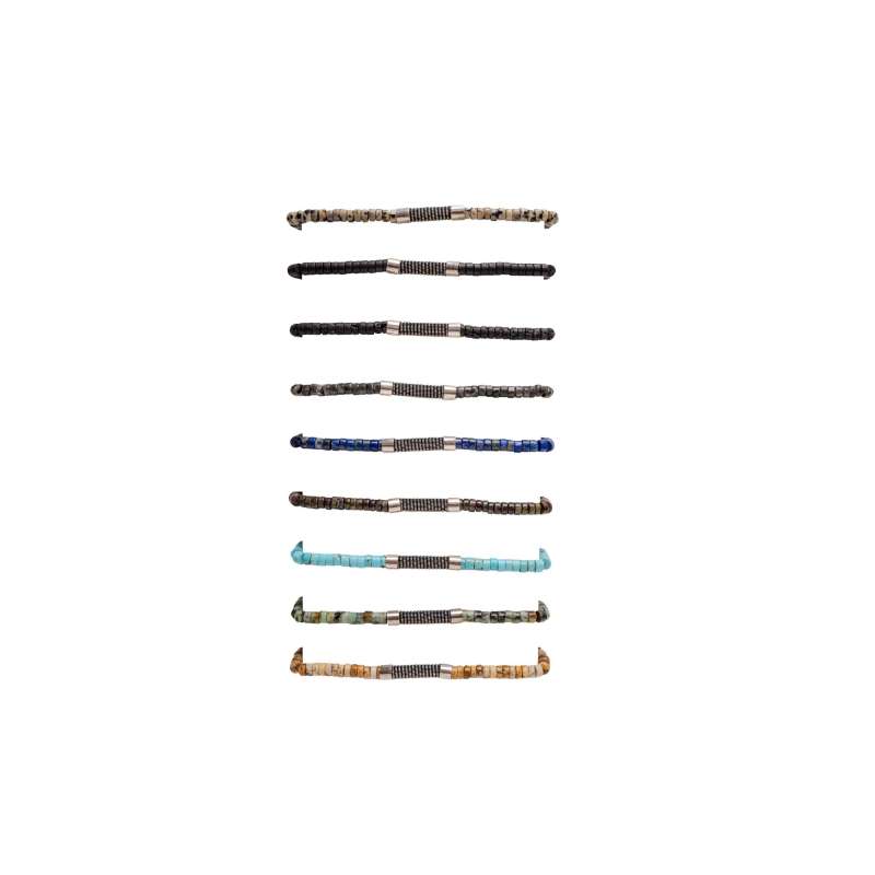 Bracelet Pierre Rondelle Turn Monte Sur Fil Avec Macrame