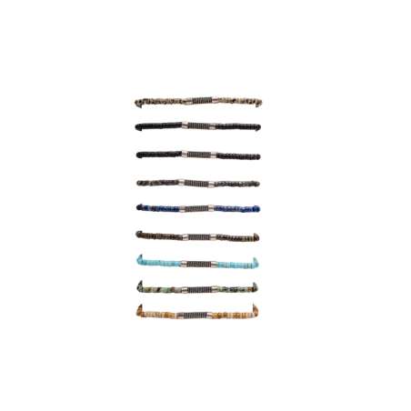 Bracelet Pierre Rondelle Turn Monte Sur Fil Avec Macrame