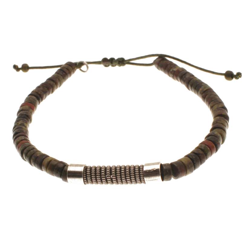 Bracelet Pierre Rondelle Turn Monte Sur Fil Avec Macrame