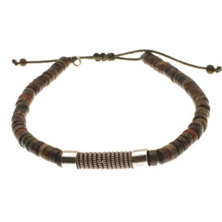 Bracelet Pierre Rondelle Turn Monte Sur Fil Avec Macrame