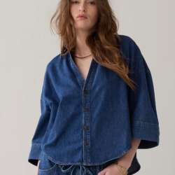 Blouse Denim Kimono Cotton