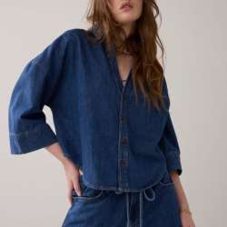 Blouse Denim Kimono Cotton