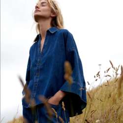 Blouse Denim Kimono Cotton