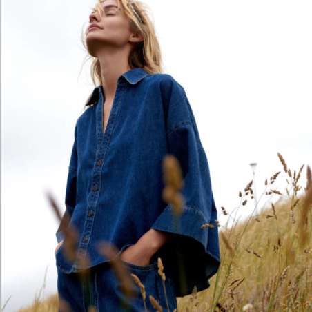 Blouse Denim Kimono Cotton