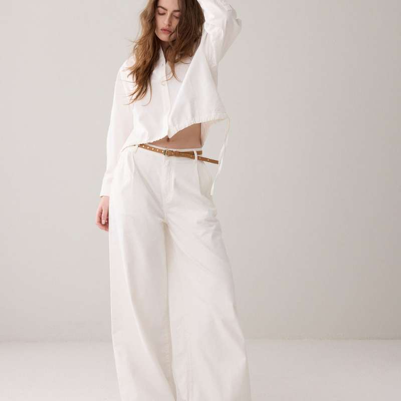 Wide Leg Jeans White Denim