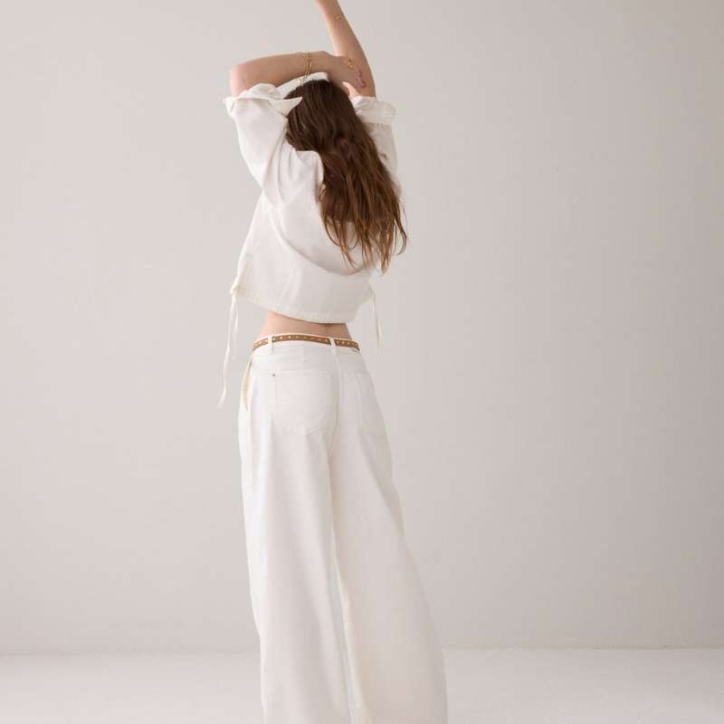 Wide Leg Jeans White Denim
