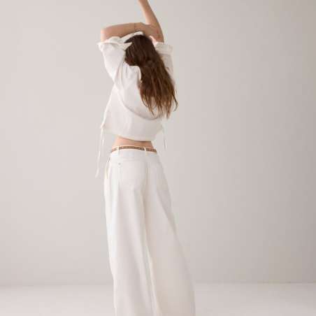 Wide Leg Jeans White Denim