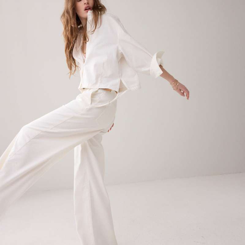 Wide Leg Jeans White Denim