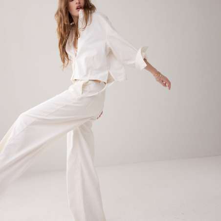 Wide Leg Jeans White Denim