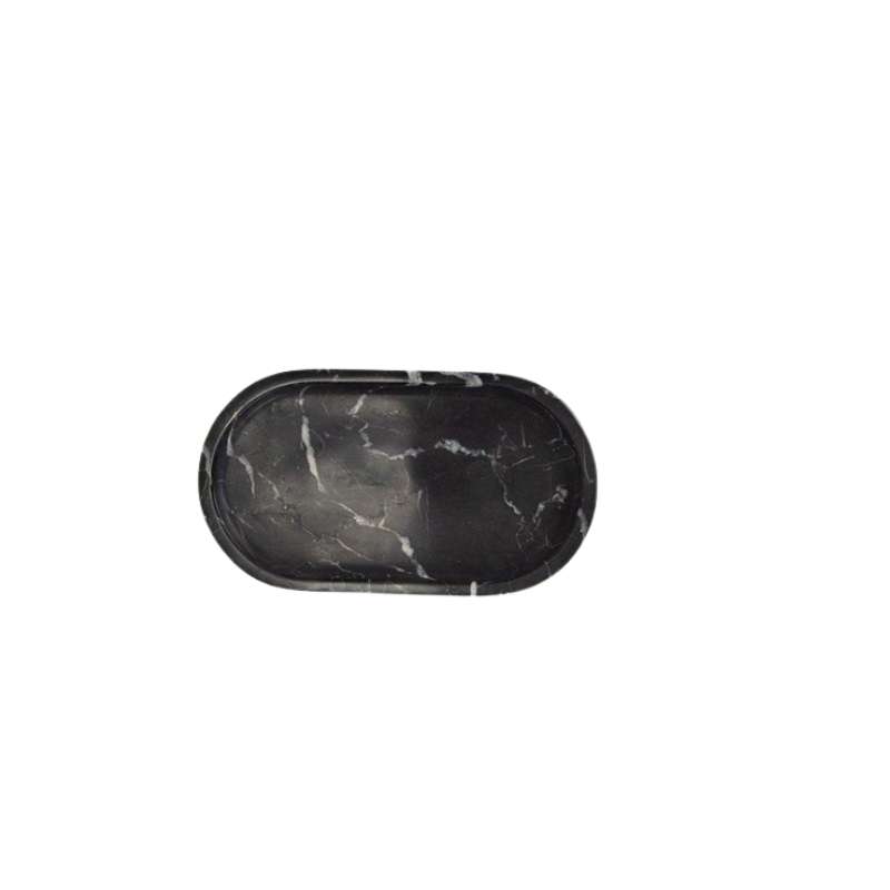 Plateau Oval En Marbre Noir