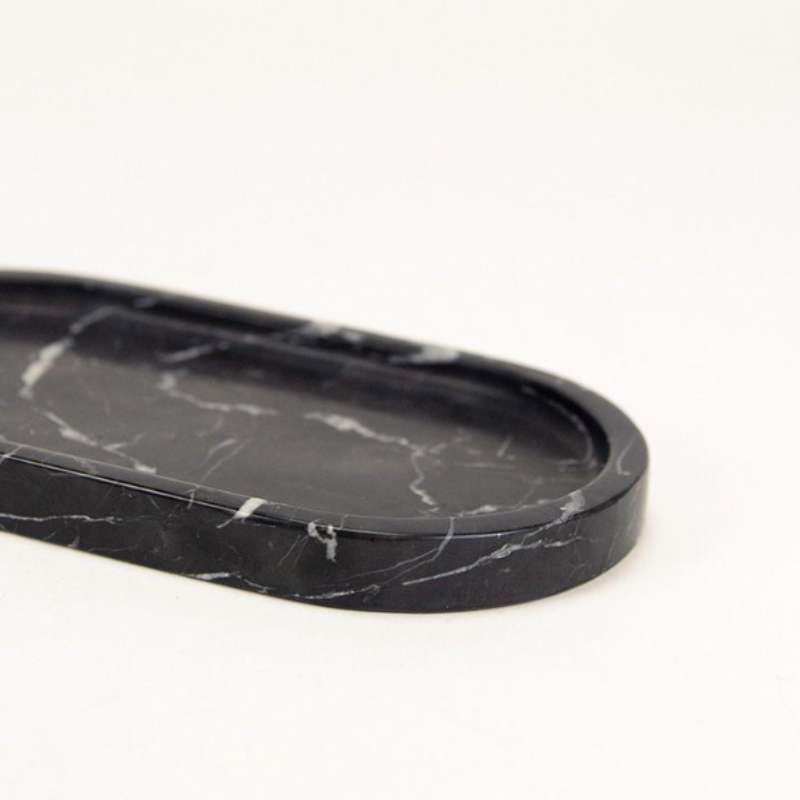 Plateau Oval En Marbre Noir