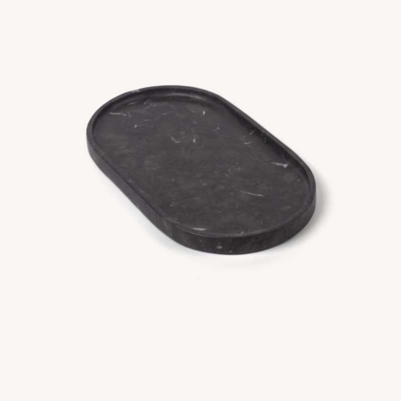 Plateau Oval En Marbre Noir