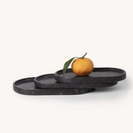 Plateau Oval En Marbre Noir