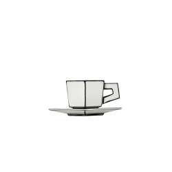 Espresso Cup + Saucer White/bl