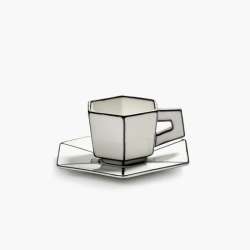 Espresso Cup + Saucer White/bl