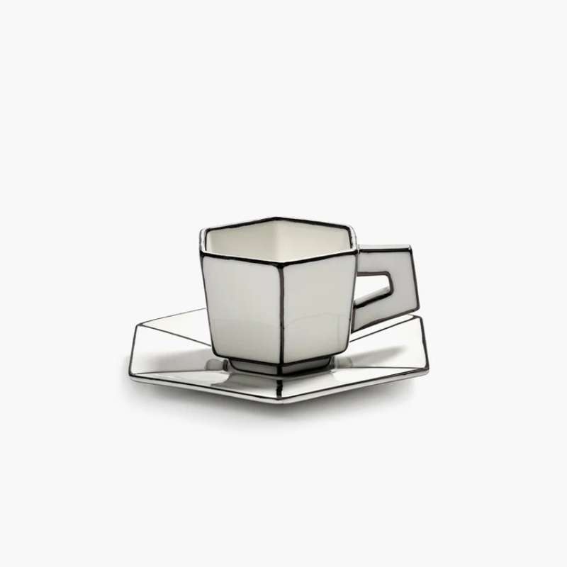 Espresso Cup + Saucer White/bl
