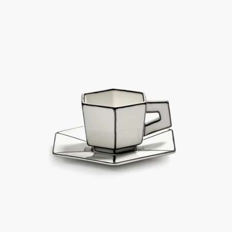 Espresso Cup + Saucer White/bl