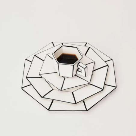 Espresso Cup + Saucer White/bl