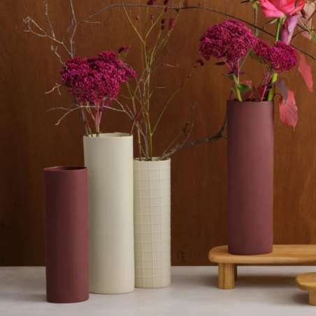 Vase, Nature Sq Lines And Sq D. 8 Cm, H. 25 Cm