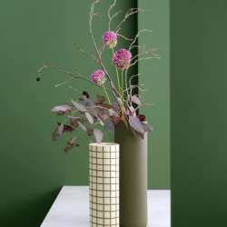 Vase, Olive Lines And Squar D. 8 Cm, H. 25 Cm