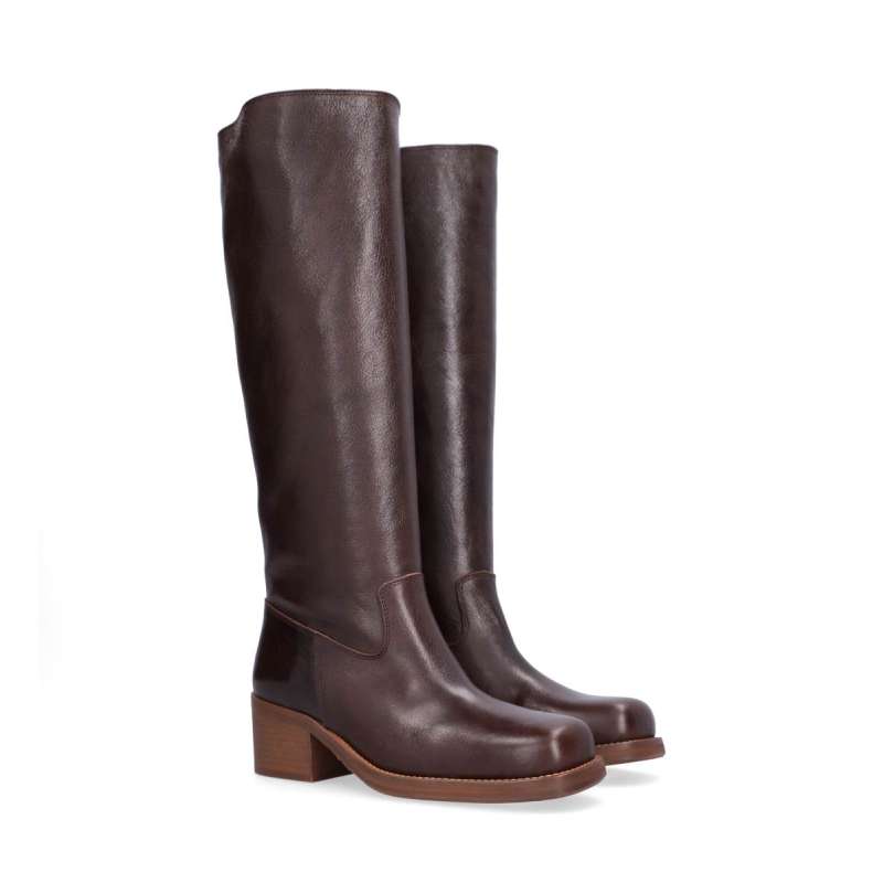 Bottes Hautes Cuir Cuir Lisse Bout Carré BILLI BI