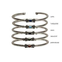 Bracelet Jonc Douille Martelée Pierres Naturelles SING A SONG